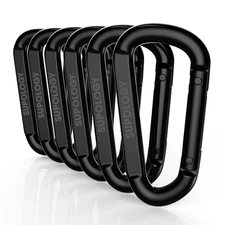 6 PCS Heavy Duty Steel Carabiners Clip, 1100lbs 3" D Shaped Spring Hook Small Cl
