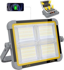 ERAY LED Work Light 150W, 2 Solar Panels/4 Color Modes/USB Output, 9000mAh Port