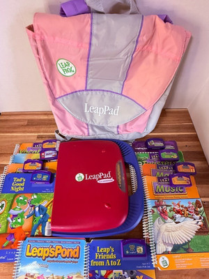 LeapFrog LeapPad Plus Learning System Bundle 10 Books Backpack Homeschool