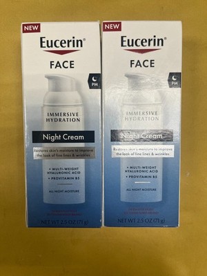 2 New Eucerin Face Immersive Hydration Night Cream PM - 2.5oz Each Box
