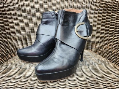 (M072 908) 👢 Bottines à talons Pura López en cuir noir – Taille 40 (EU) - Photo 1/4