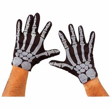 Skeleton Gloves Hands Bones Fancy Dress Up Halloween Adult Costume Accessory