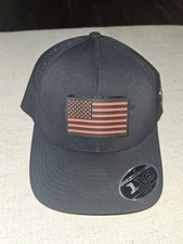 Branded Bills Strapback Hat Performance 500 Black American Flag Red Stripes Golf