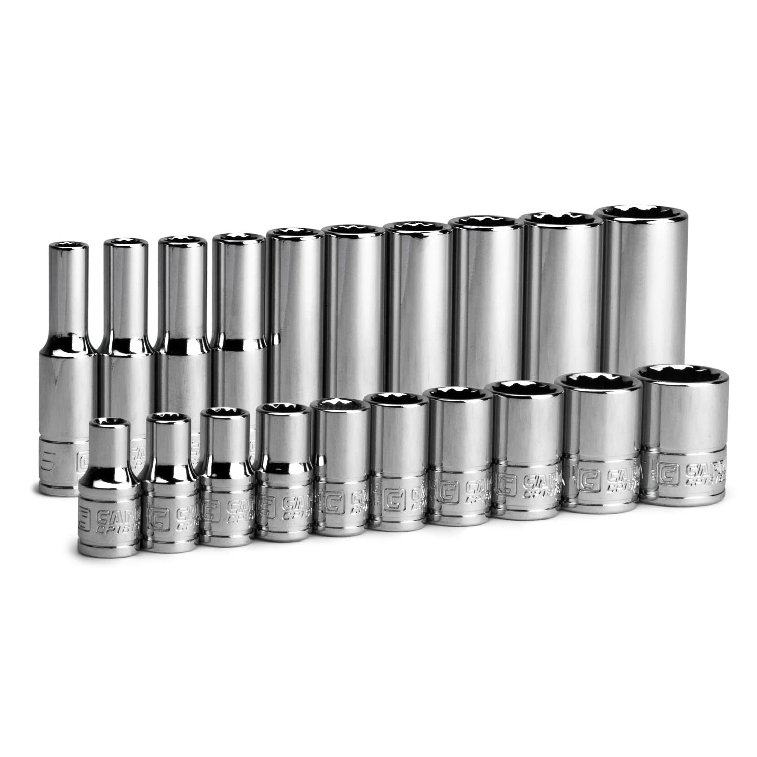 1/4 in. Drive 12-Point Shallow and Deep Socket Set, SAE, 3/16 to 9/16 in, SAE...