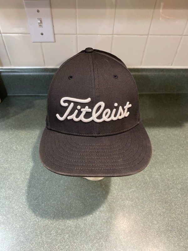 TITLEIST Mens Black Embroidered Logo Flex Fitted Hat Large/XL AFlex