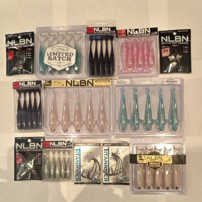 NLBN Soft Plastic Swimbait Lot w/ NLBN Jigheads + BKK TitanRider Worm Hooks