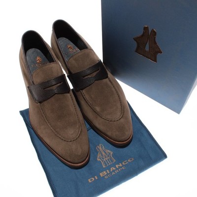 Di Bianco NWB Brera Suede / Scozzina Loafers Size 43.5 (US 10.5) Dark Bark Brown