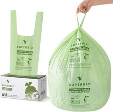 SUPERBIO 13 Gallon Compostable Kitchen Waste Bags with Handles, Food Scrap Bags
