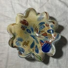 Vintage Murano Art Glass MCM Tutti Frutti Ash Tray Bowl Round Scalloped Edge