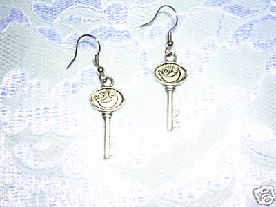 LOVE MOON KEYS DANGLING PIERCED EARRINGS KEY JEWELRY