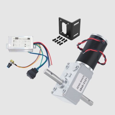 DC12V 24V 5840-31ZY Worm Gear Motor Dual Shaft High Torque With Speed   Regulato