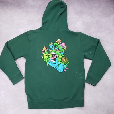 Santa Cruz Skateboards Mens Small Hoodie Green Graphic Toxic Hand