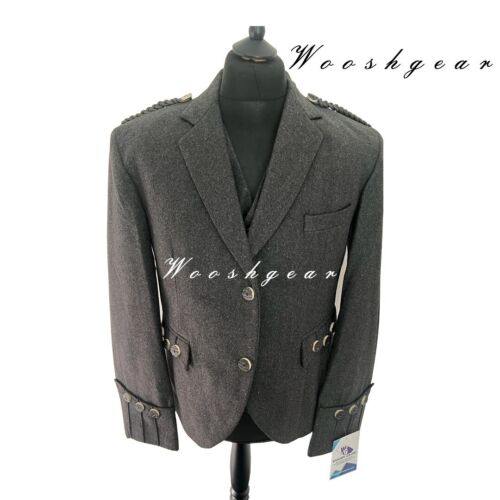 Veste et taille avec bouton osseux Argyle Charcoal Wool Blazer UK 36R EU 46R. - Photo 1 sur 7