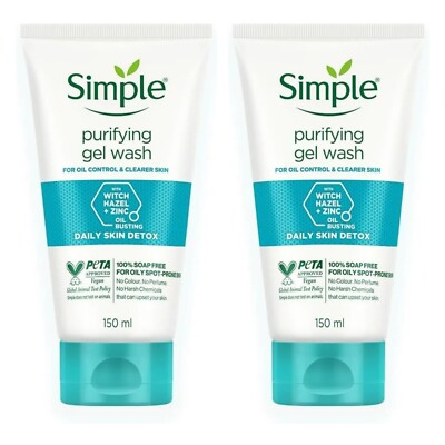 Simple Daily Skin Detox Purifying Face Gel Wash 150ml 2er Pack