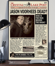 The Crystal Lake Post Jason Voorhees Dead Movie Newspaper Style Gift Art Poster