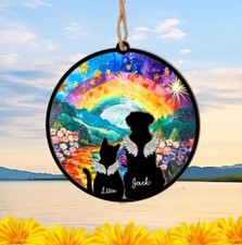 Custom Pet Loss Suncatcher, Custom Pet Memorial Gift, Pet Rainbow Bridge Gift