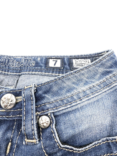 Miss Me Capri Jeans Girls Size 7 Denim Medium Wash Embellished Pockets - Sequins - Picture 8 of 9