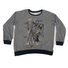 Women's Disney Store Nightmare Before Christmas Jack Sally LS Sweatshirt Gray L