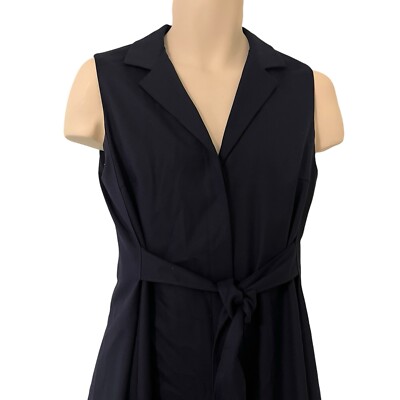 Club Monaco Half Belted Button Front Shirt Dress Navy Blue Sleeveless Size  8 | eBay