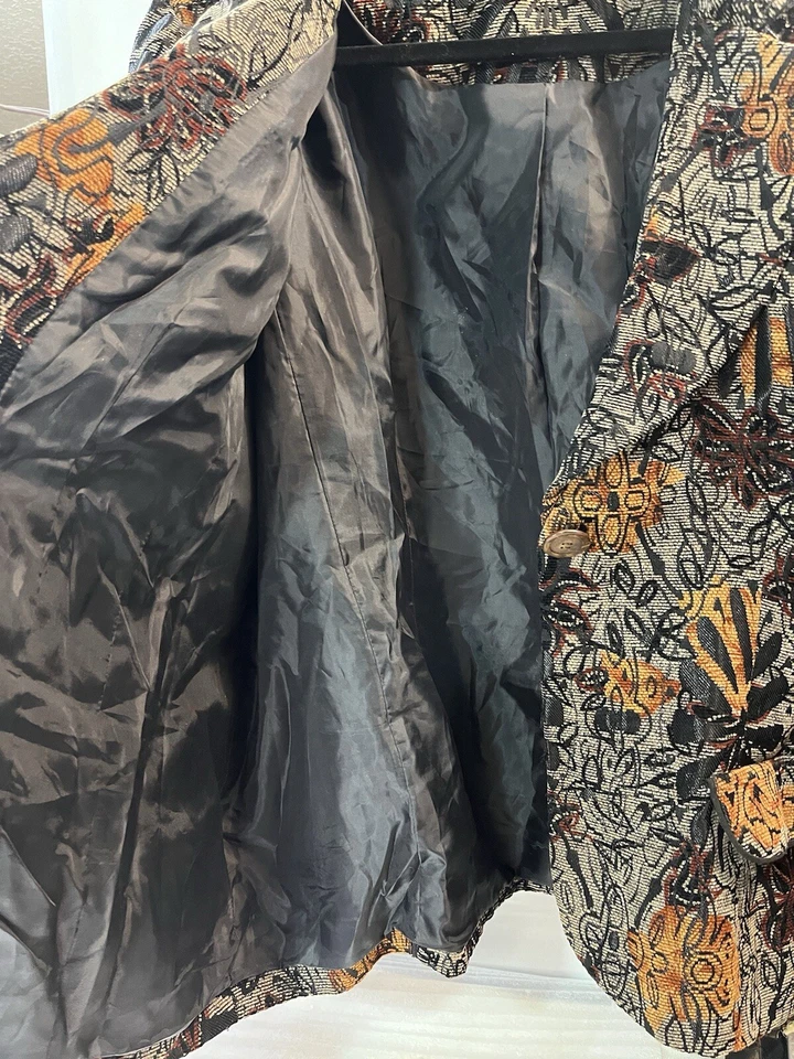 Coldwater Creek Mujer Mixto Media Terciopelo Floral Tapiz Traje Chaqueta Blazer 2x Foto 3 de 4
