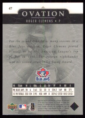 1999 Upper Deck Ovation Roger Clemens Toronto Blue Jays #47