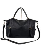 New! Ora Delphine Adele Black  Pebbled Leather Satchel Bag Purse $425