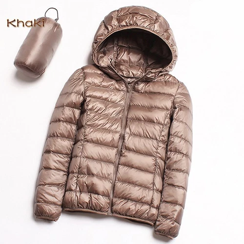 Womens Packable Ultralight Duck Down Jacket Puffer Parka Hooded Coats PLUS SIZE - Picture 3 of 26