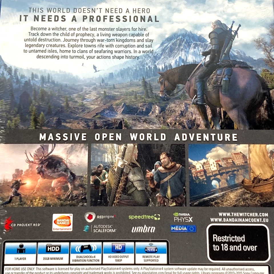The Witcher 3 Wild Hunt PS4 + Slipcover  (2015) Region 4 Brand New & Sealed - Image 4 of 4