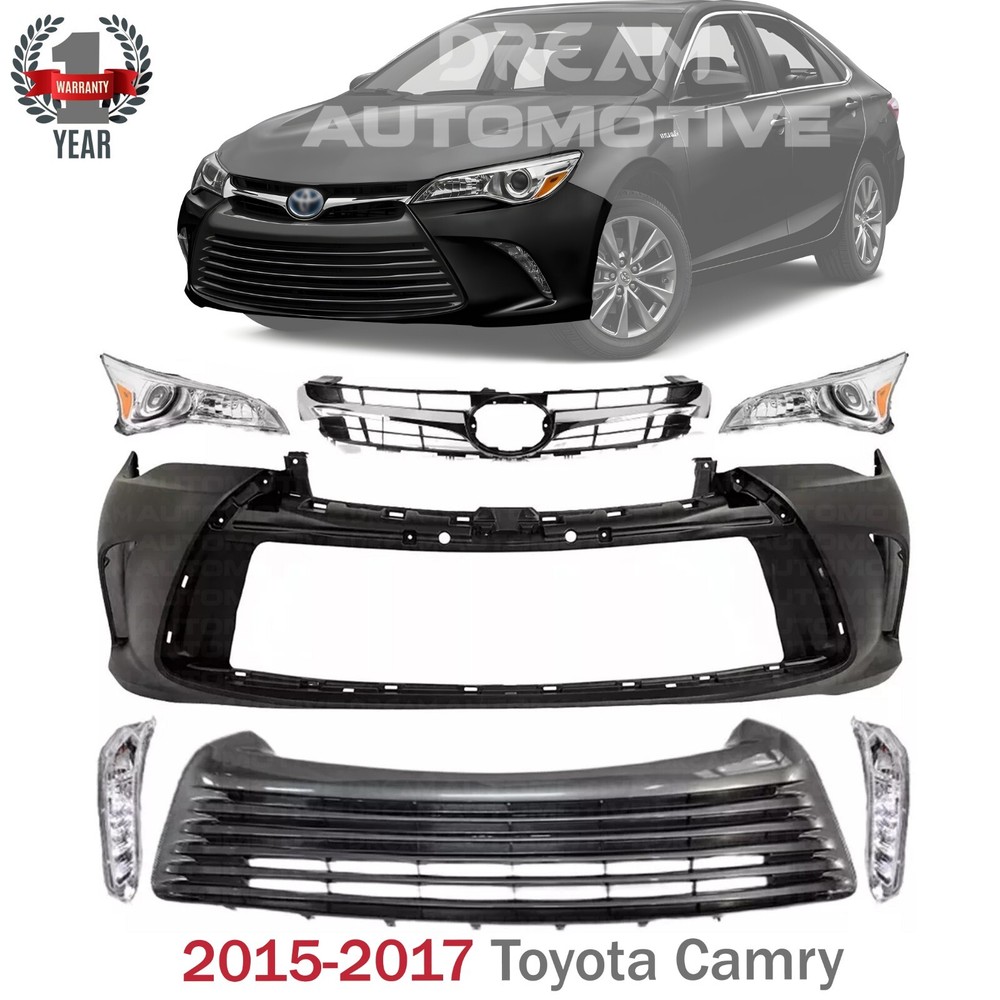 2015-2017 Toyota Camry Front Bumper Cover Fascia w/ Grille Paintable Assembly