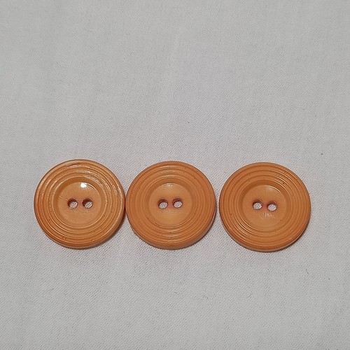 3x Antique 1930s Vintage Peach Bakelite 2 Hole Buttons 18mm - Picture 2 of 4