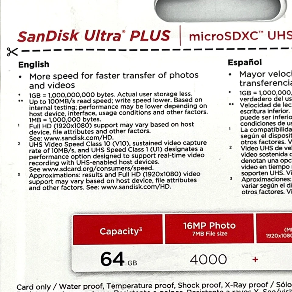 SanDisk Ultra Plus 64GB microSDXC UHS-I Card With SD Adapter Video Speed 100MB/S - Image 4 of 4