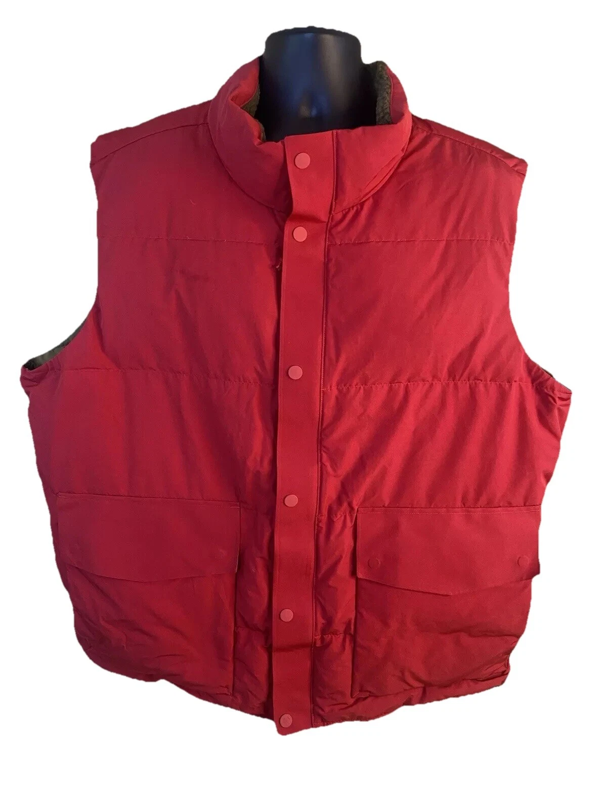 REI Coop Down Vest Mens XXL Red Wallace Lake Fleece Collar Puffer