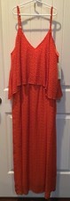 Tacera Women's Orange &Yellow CHEVRON PRINT Maxi Dress - Size 1X - NWT