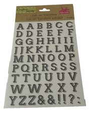 Crafter  s Square Rub on Transfer Alphabet Black Capital Letters with Shadow NEW