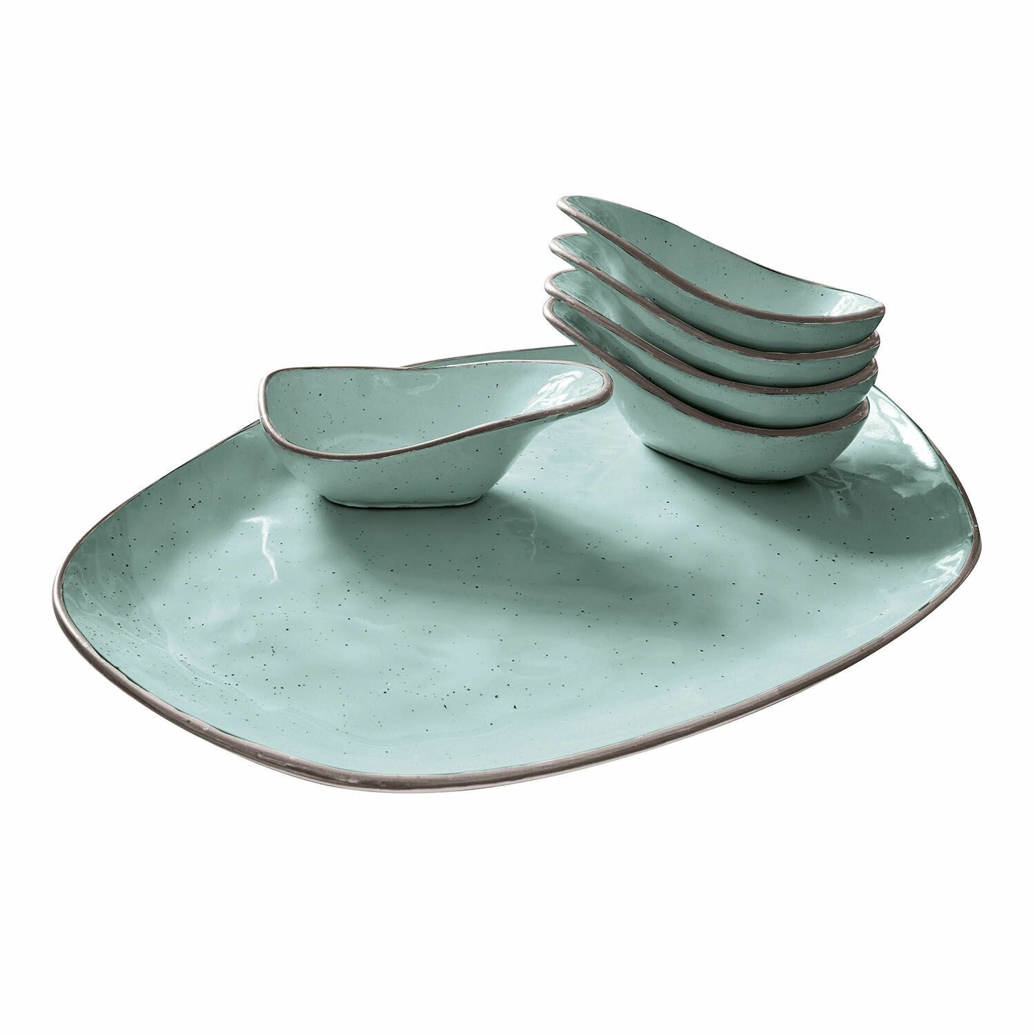 Coupelles turquoise Biarré Loberon service de table 6 pièces vaisselle faïence