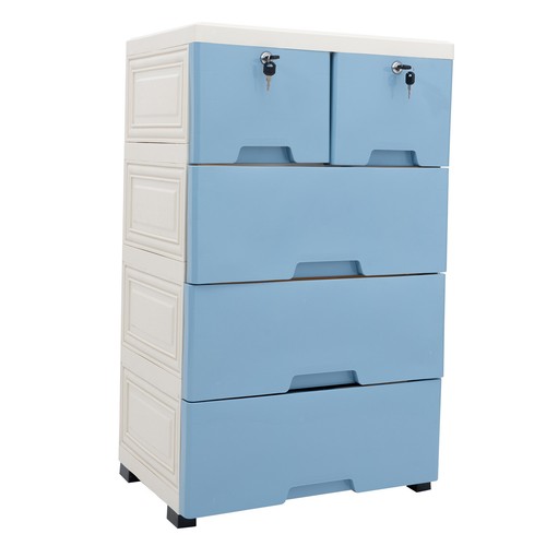 Plastic 5-Layer Drawers Dresser Storage Cabinet with 6 Drawers Closet Drawers