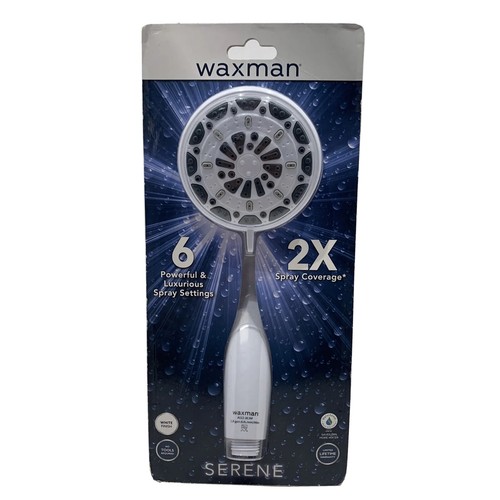 Handheld Shower Head w/ 6 Spray Settings, White Finish, Easy Install