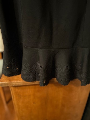 NEW $139 RSVP by TALBOTS LBD Black Ponte Knit Embroidered Sheath Dress Sz 12 - Picture 4 of 10