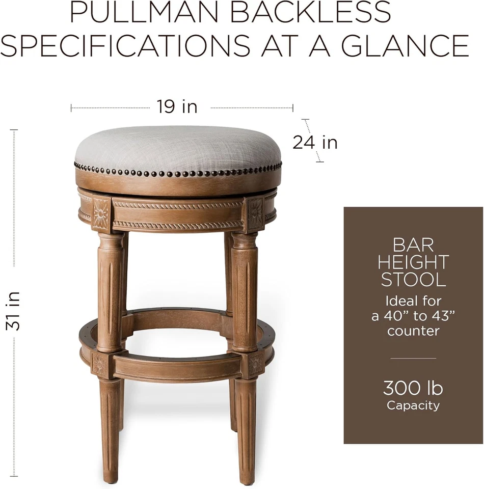 Barra Pullman 31 pulgadas de alto sin respaldo acabado roble desgastado altura tapizada Barsto Foto 3 de 4