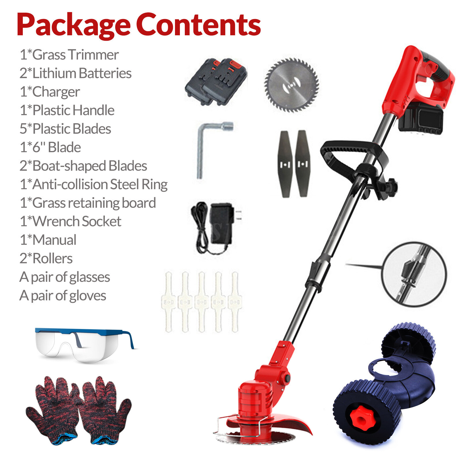 Cordless Electric Grass String Trimmer Lawn Edger WeedWacker Cutter + 2 Battery