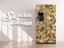 Green Tear Pattern Red Leaf Design Fridge Freezer Wrap Side Door Vinyl Decal