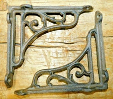 6 Cast Iron Antique Style HEAVY DUTY Brackets Garden Braces Shelf Bracket VINE