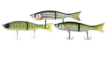 Swim Bait Lure with Soft Rubber Tail and Treble Hooks 6.5" 3 Pack Multi-Color