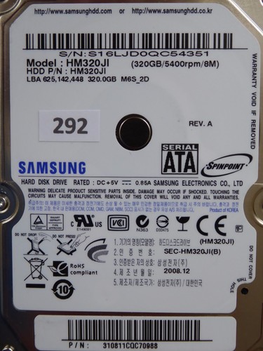 320GB Samsung HM320JI | 2008.12 | PCB: MANGO REV.03 #292