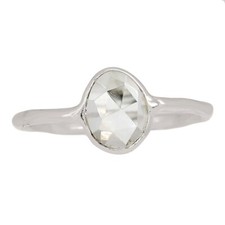 Natural Crystal Quartz - Brazil 925 Sterling Silver Ring Jewelry s.7.5 CR71241
