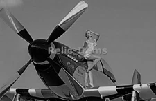 WW2 Picture Photo Perfect Blonde Pin up on Quick Silver Plane 2529