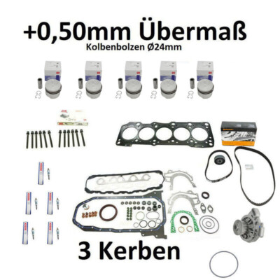 Piston 0.50 + engine gasket set + screws + glow plugs for VW T4 2.4 D AAB 130050000221 