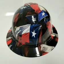 NEW FULL BRIM Hard Hat custom hydro dipped BIG TEXAS FLAG IN YOUR FACE EDITION 