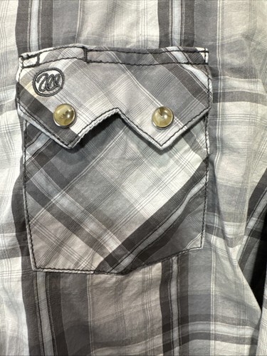 VTG Wrangler American Cowboys Shirt Men's XLT Grey Plaid Pearl Snap - Picture 9 of 12