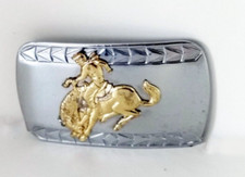 Western Style Silver  Gold Tone Bucking Bronco Belt Buckle